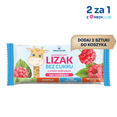 Lizak na gardło o smaku malinowym, 5 szt.